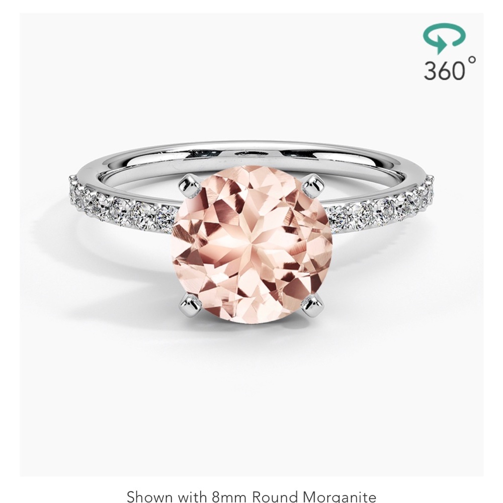 Size 5 Shared Prong Diamond Ring (1/4 ct. tw.
Set w 8mm Peach Round Morganite